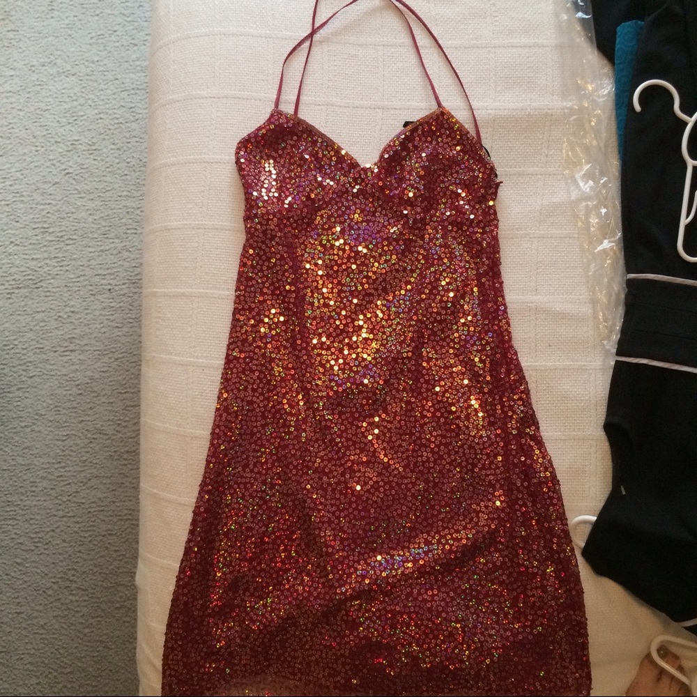 Betsey Johnson Red/pink sequined party dress sz 6