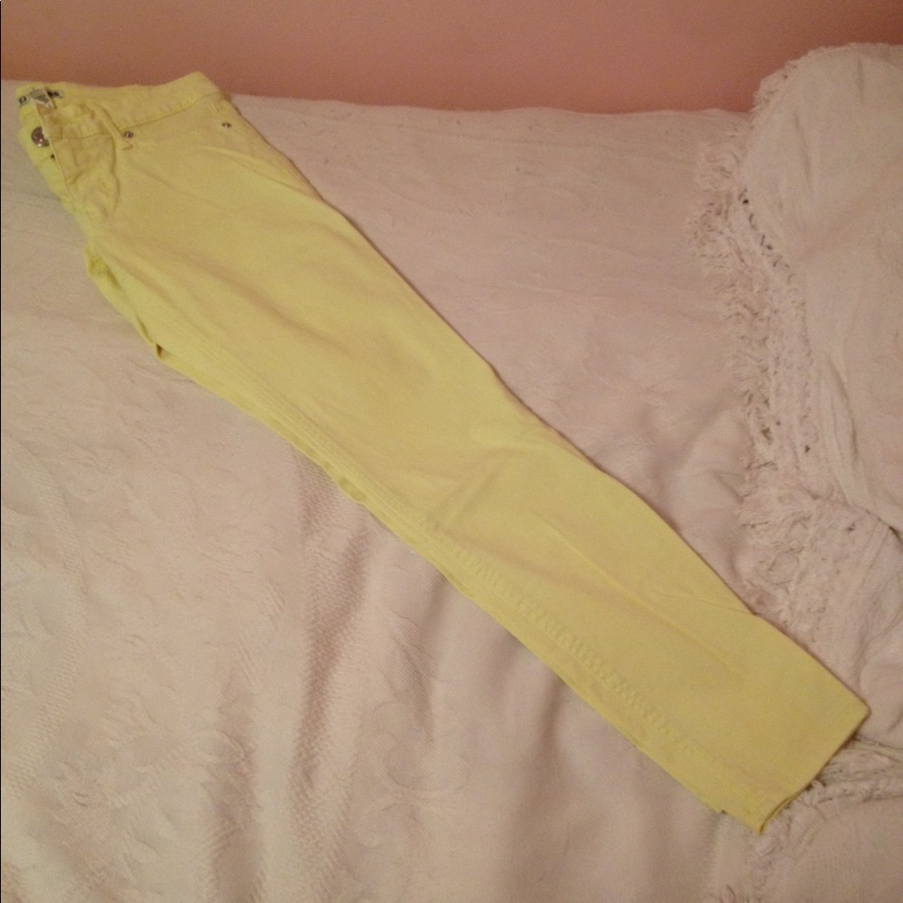 Express, Highlighter yellow jeans.