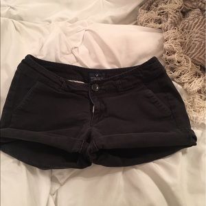 American Eagle Midi Stretch Black Twill Shorts