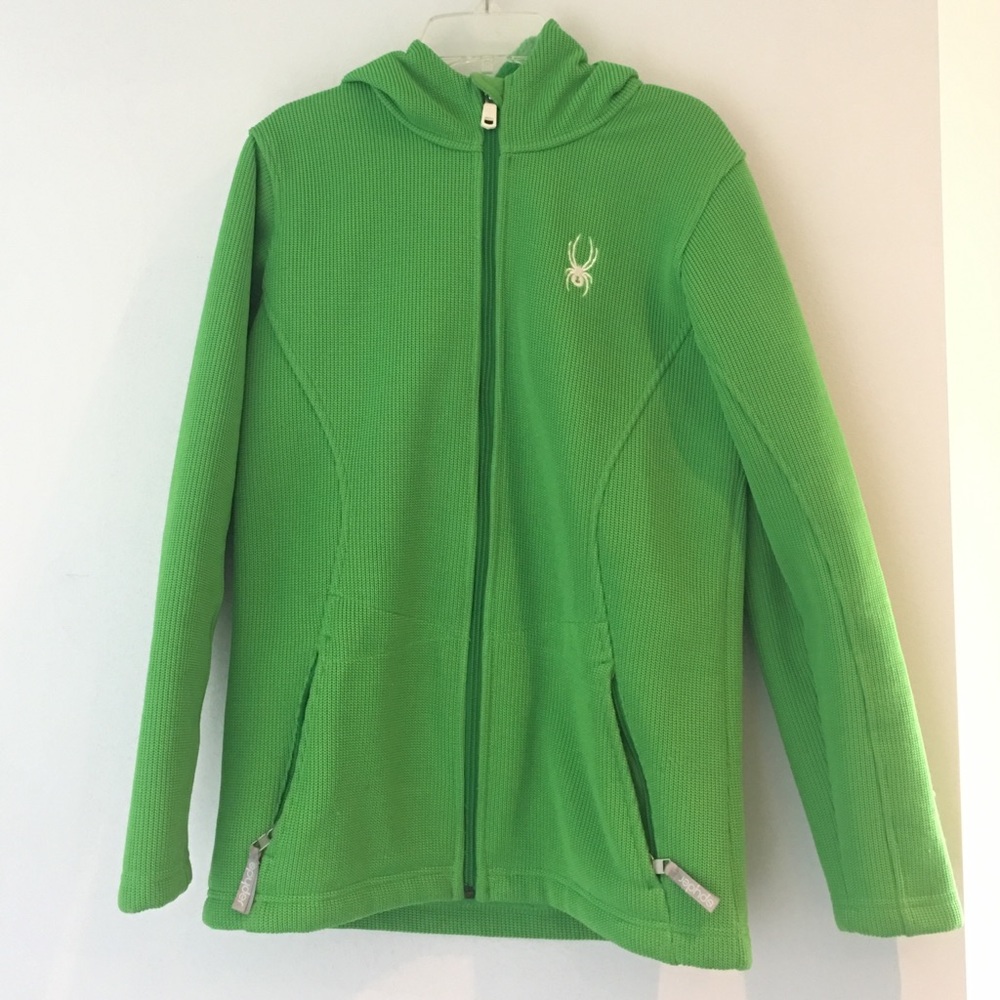 Kids XL Spyder Jacket Green with hood