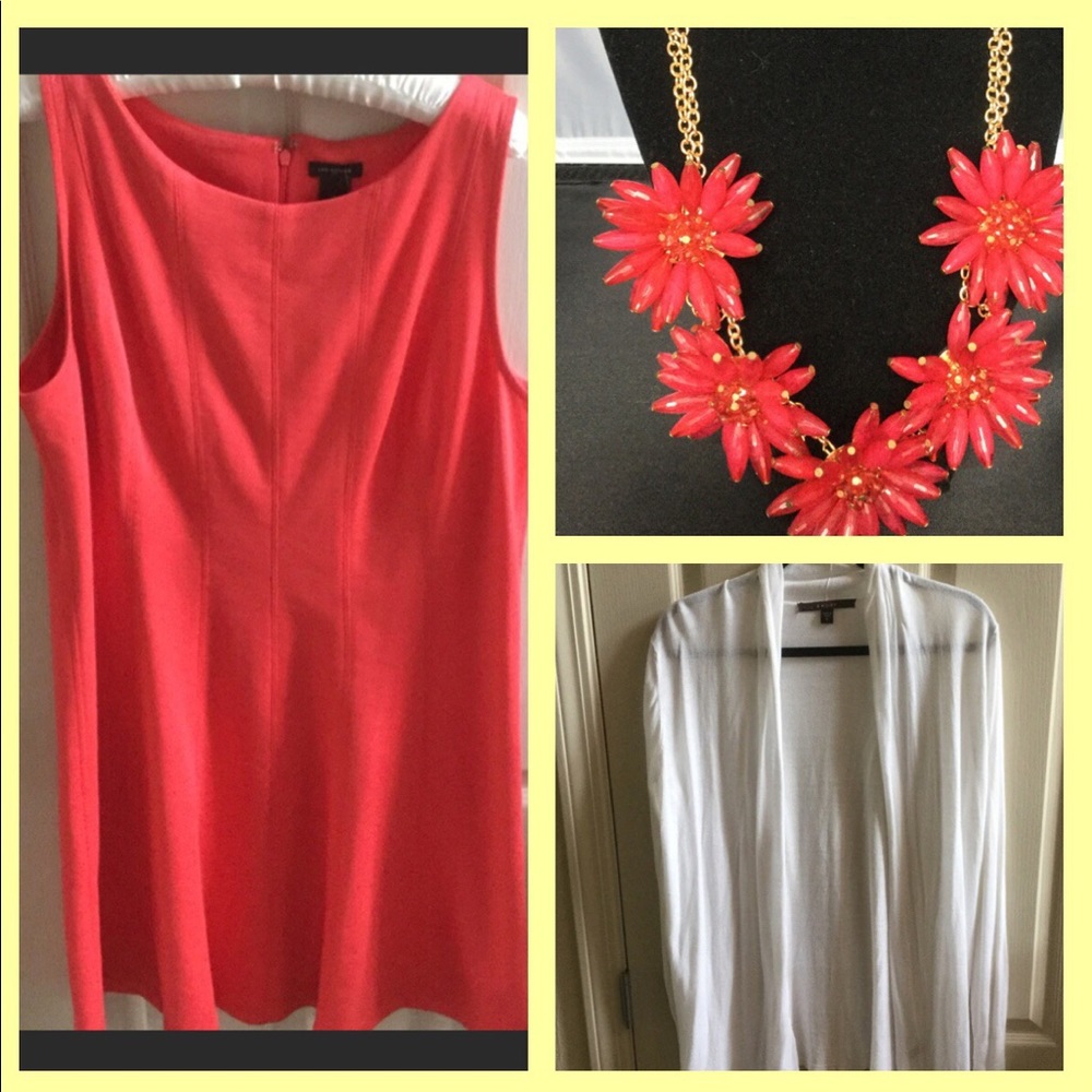 Dress, necklace & cardigan