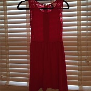 Red skater dress with lace back