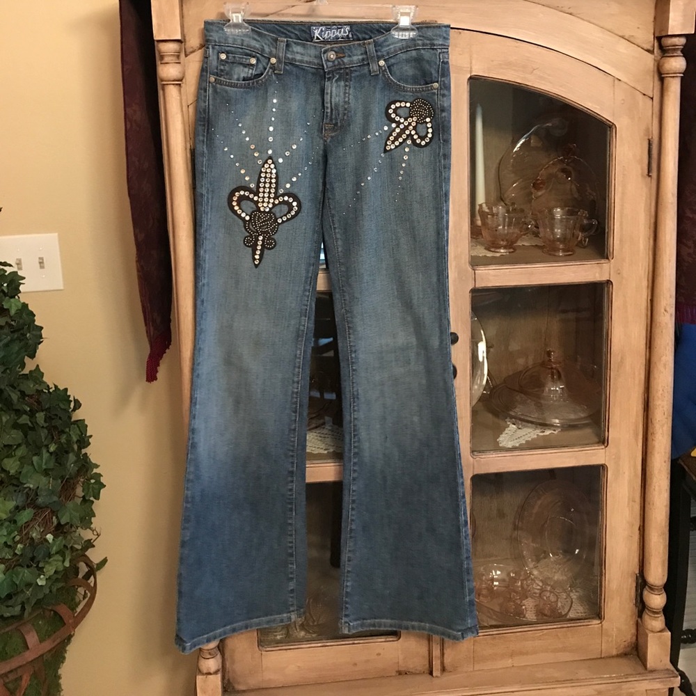 Kippy's Jeans. Stone Wash. w/Swarovski crystals
