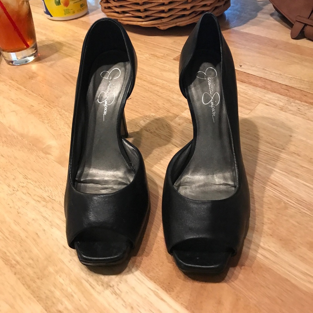 Black Peep Toe Heels