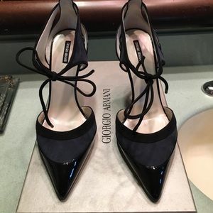Giorgio Armani front tie heels. NEVER BEEN WORN!