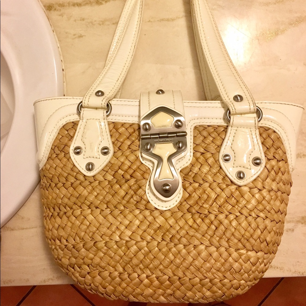 Michael Kors Straw/Patent Leather Purse