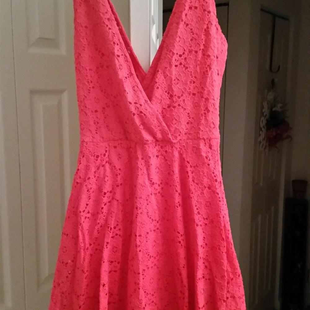 Coral double v summer dress