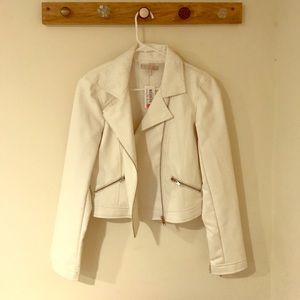 GB faux white leather jacket