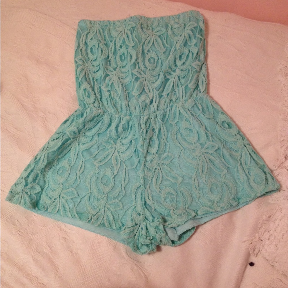 Light blue lace romper