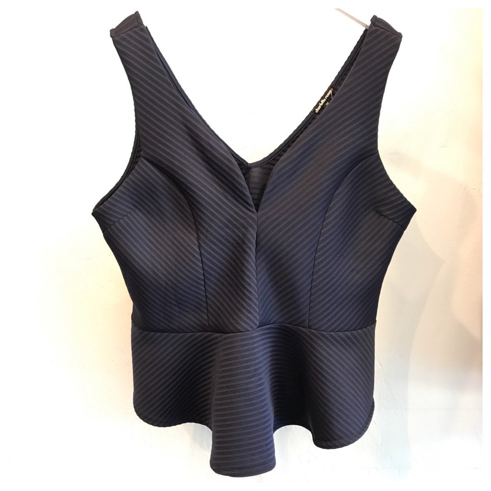 Blue Peplum Sleeveless Tops