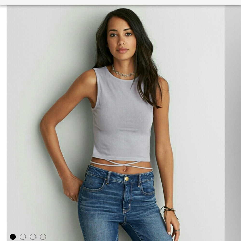 Aeo crop tie tank liliac