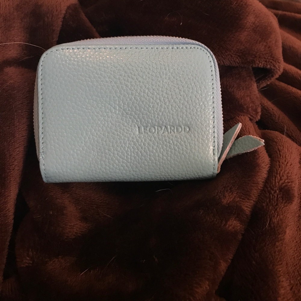 Blue Leopardd double zippered security wallet