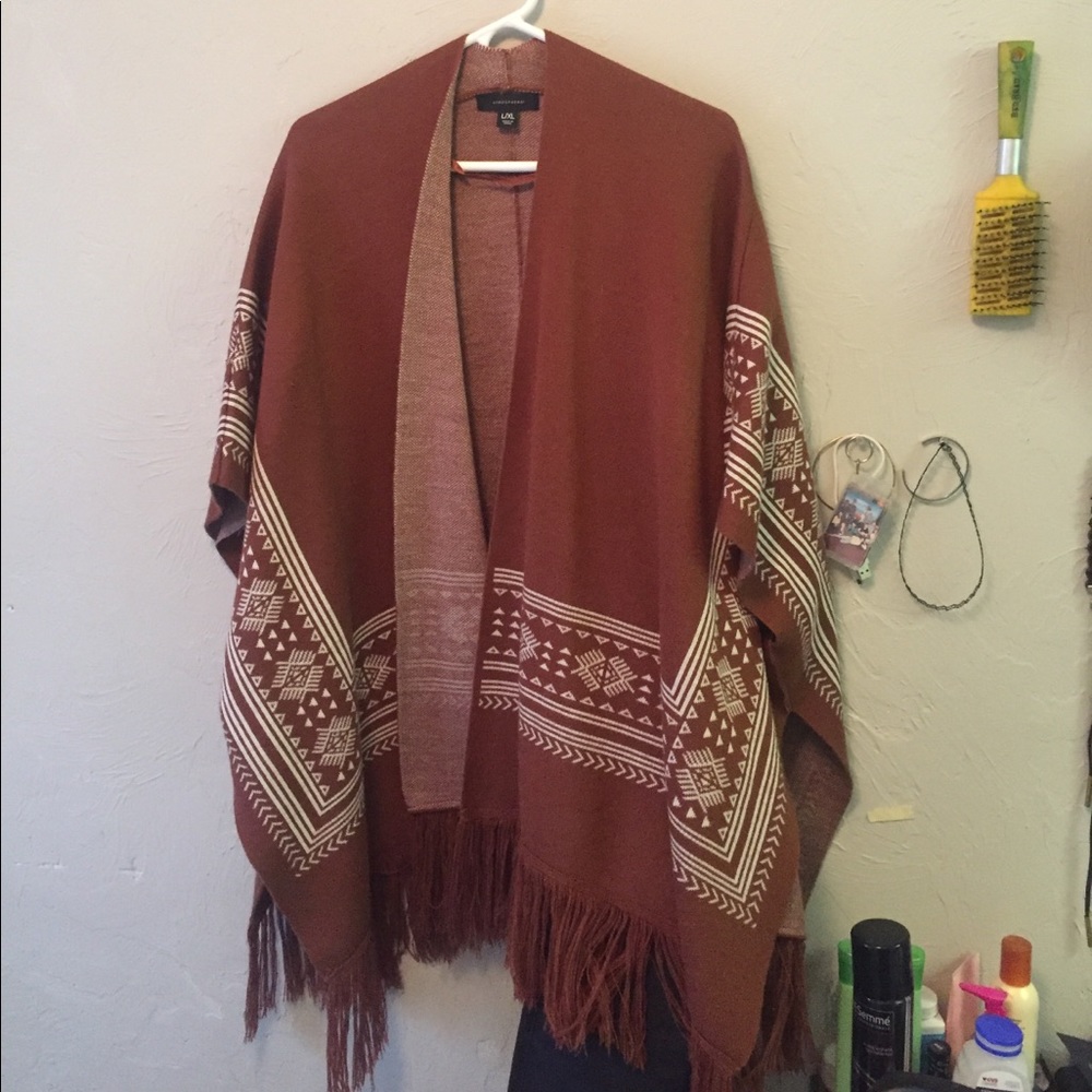 Burnt orange poncho