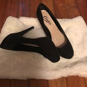 Candies black suede heels