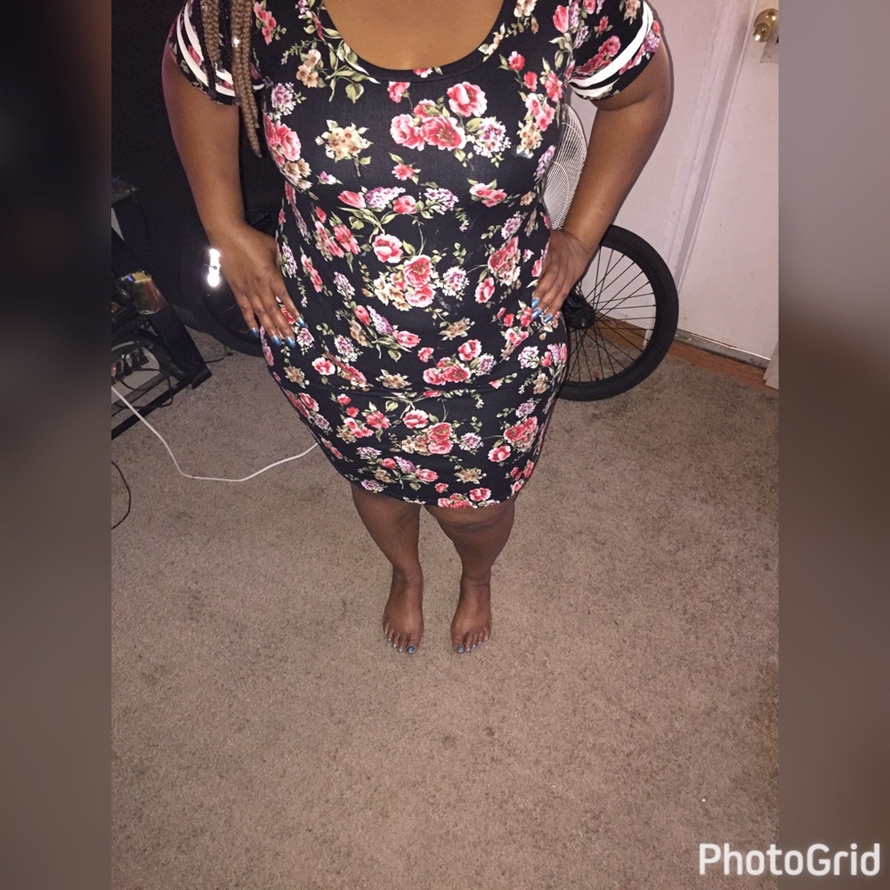 Floral baseball shirt style dress