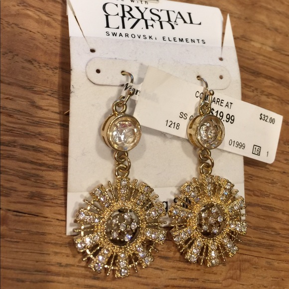 NWT GOldtone Earrings Swarovski Elements - Picture 2 of 4