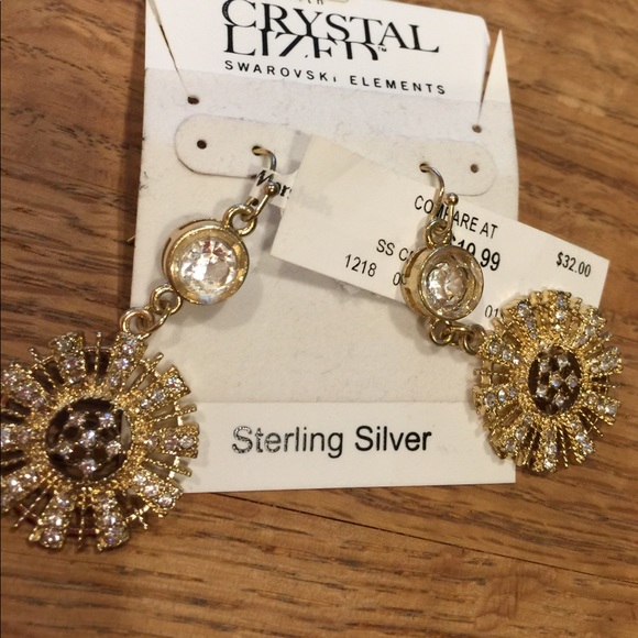 NWT GOldtone Earrings Swarovski Elements - Picture 3 of 4