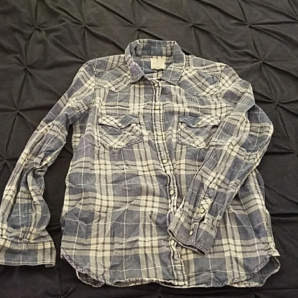 Light blue plaid flannel