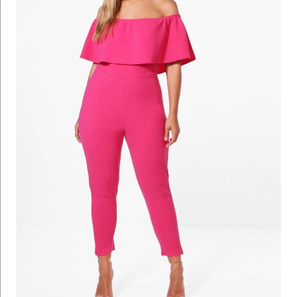 Off The Shoulder Ruffle Jumpsuit
