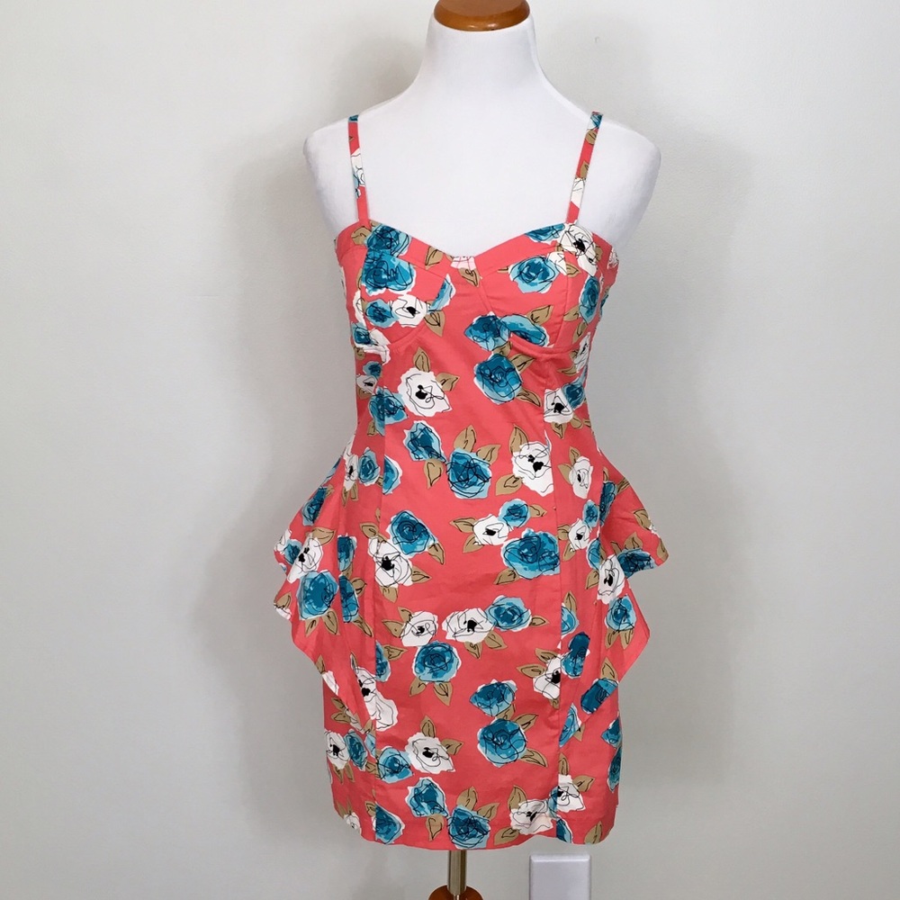 Forever 21 floral coral peplum dress