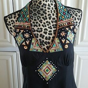 Freestyle Embroidered Halter Dress