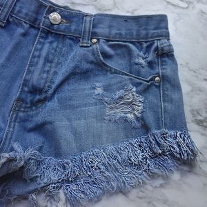 High waist jean shorts