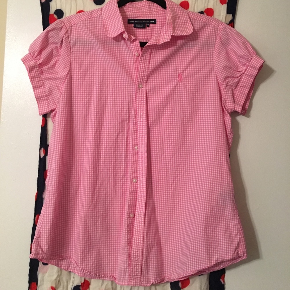 PINK GINGHAM Ralph Lauren Sport 👚 Sz: 14