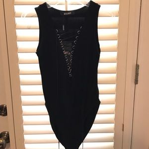 Black lace up bodysuit