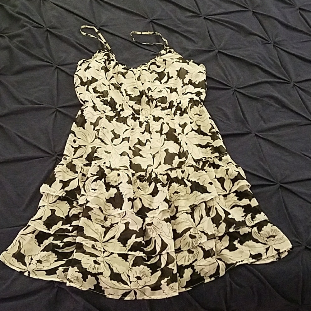 White and navy ruffle sundress