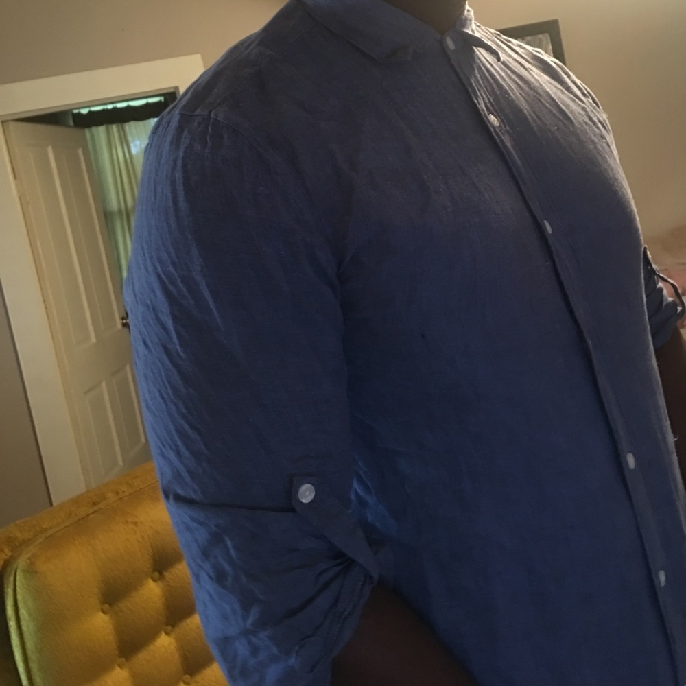 100% linen Perry Ellis button up