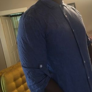 100% linen Perry Ellis button up