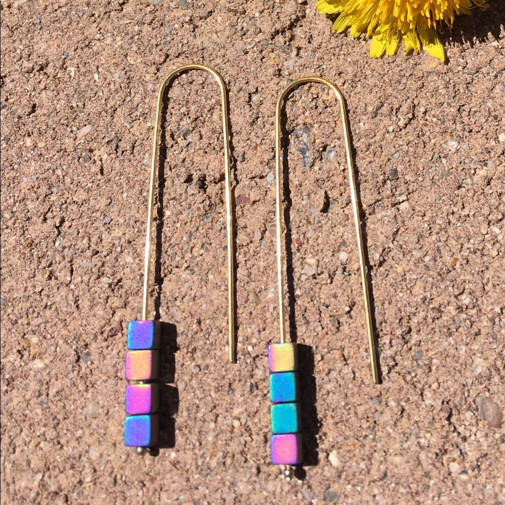 Hematite Healers EARRINGS dangle drop shimmer NICE