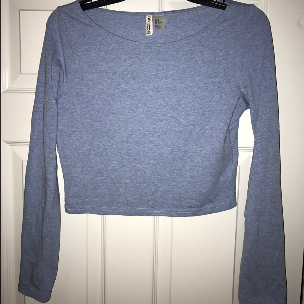 H&M blue long sleeve crop top