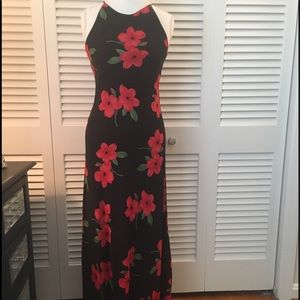 Long black and red flower women's  dress.