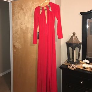 Red long Bebe dress- never worn!