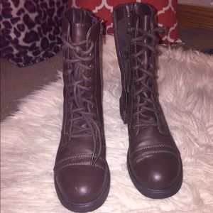 Chocolate brown combat boots