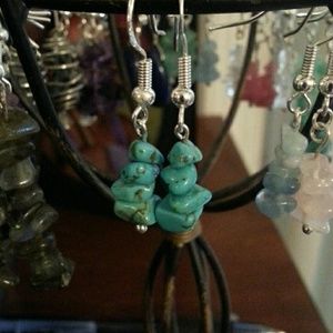 Hand made in USA GenuineTurquoise and 925 earrings