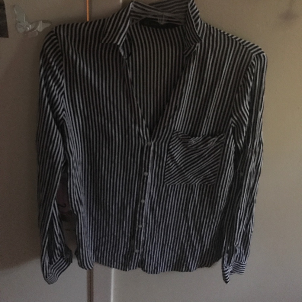 striped button up.