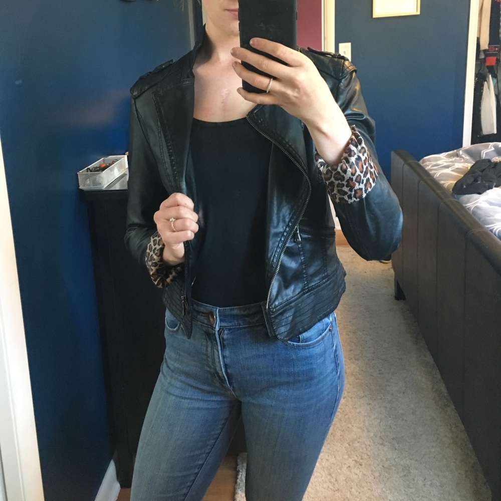 Faux leather bomber jacket