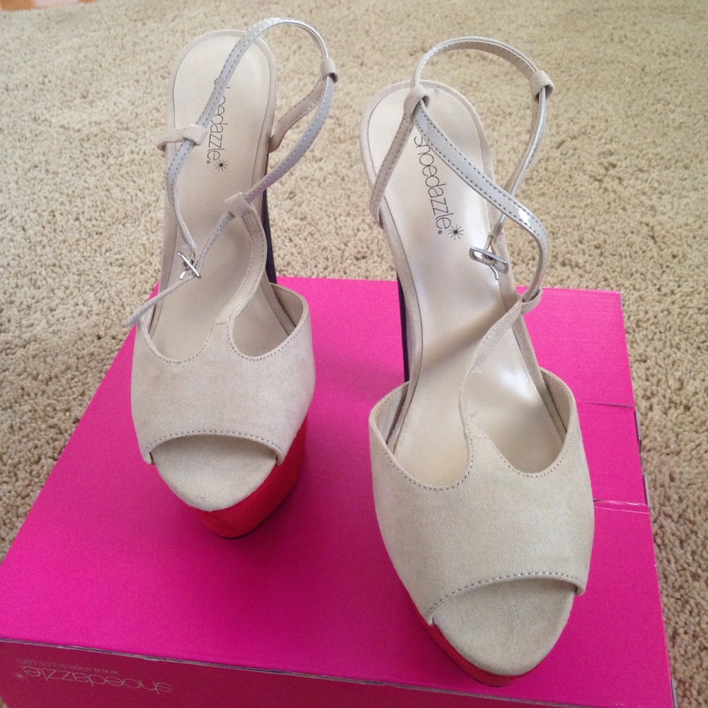 Red and Tan platform sandals