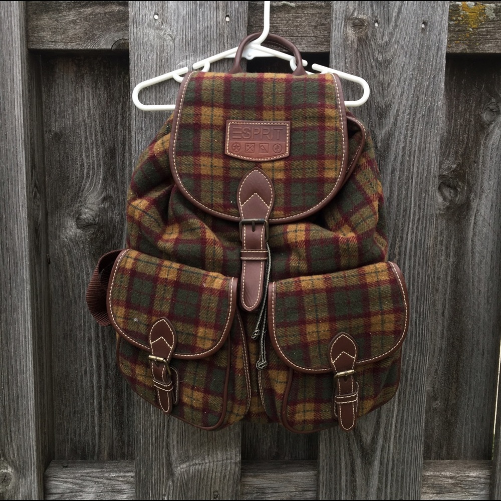 ‼️SOLD‼️ Esprit Vintage Plaid Flannel Backpack
