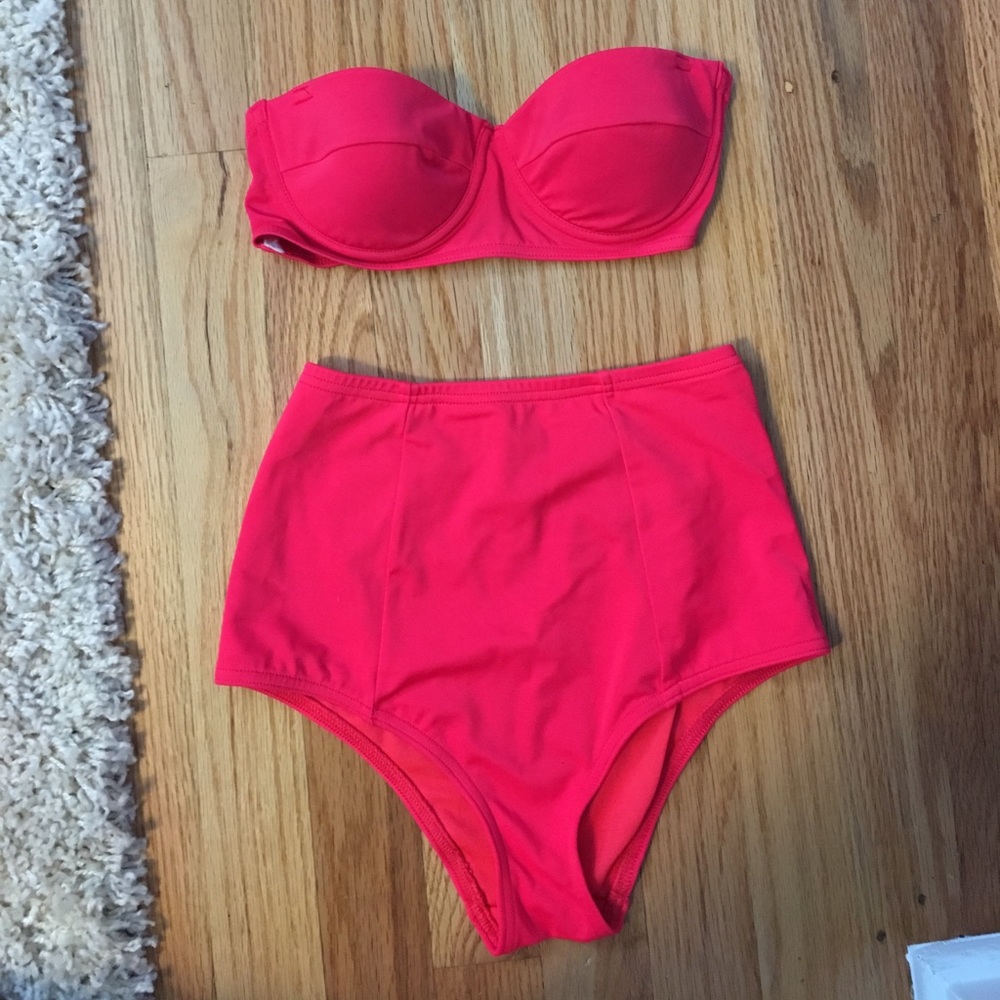 High waisted hot pink ASOS bikini