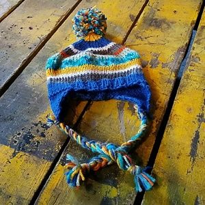 Hand Knit Hat with Pompom