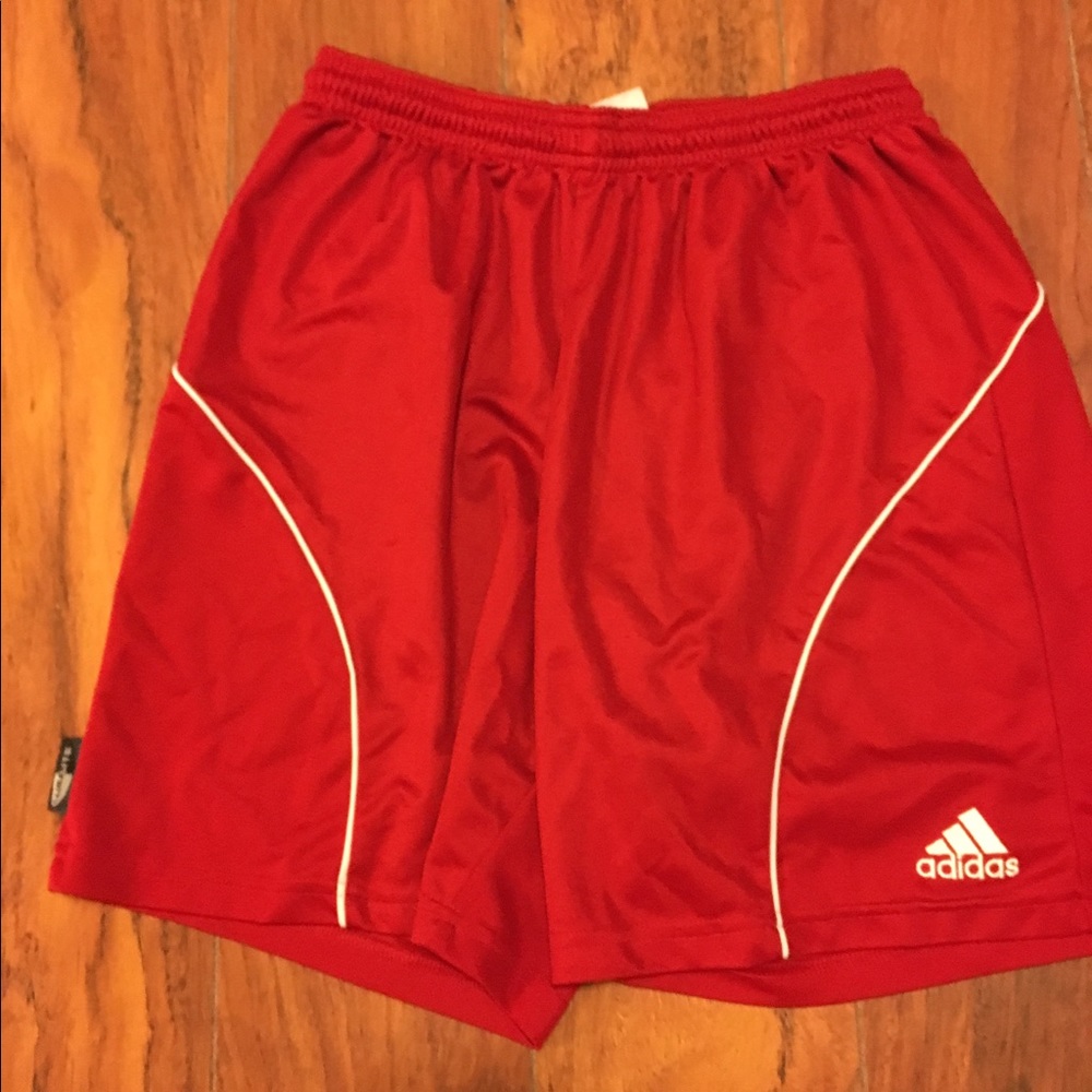 Red adidas athletic shorts