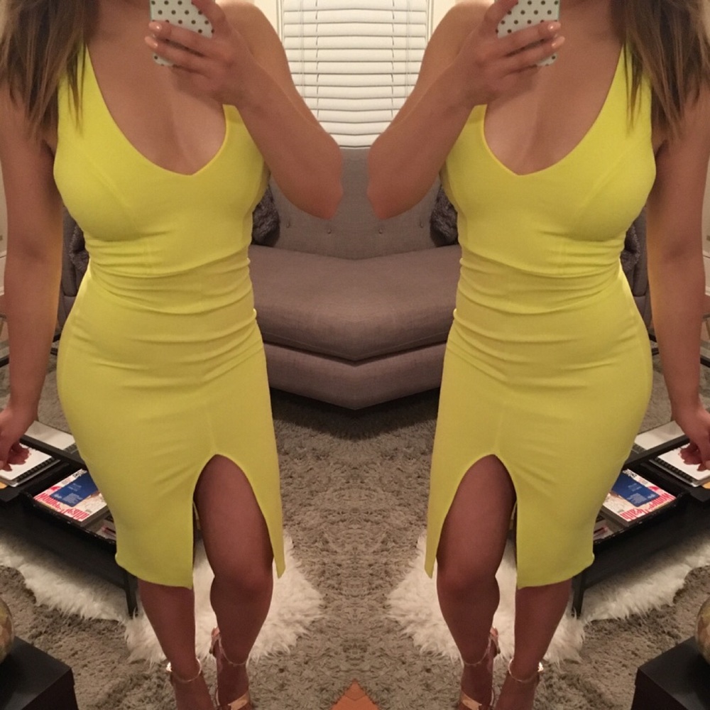 Yellow Halter Bodycon Dress - Small