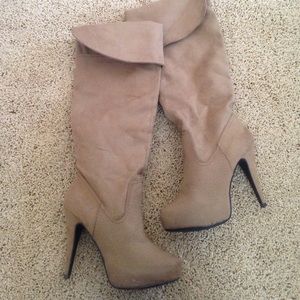Camel Knee High platform boots