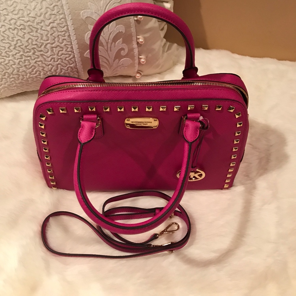 Large Michael Kors Saffiano Stud leather bag - Picture 7 of 8