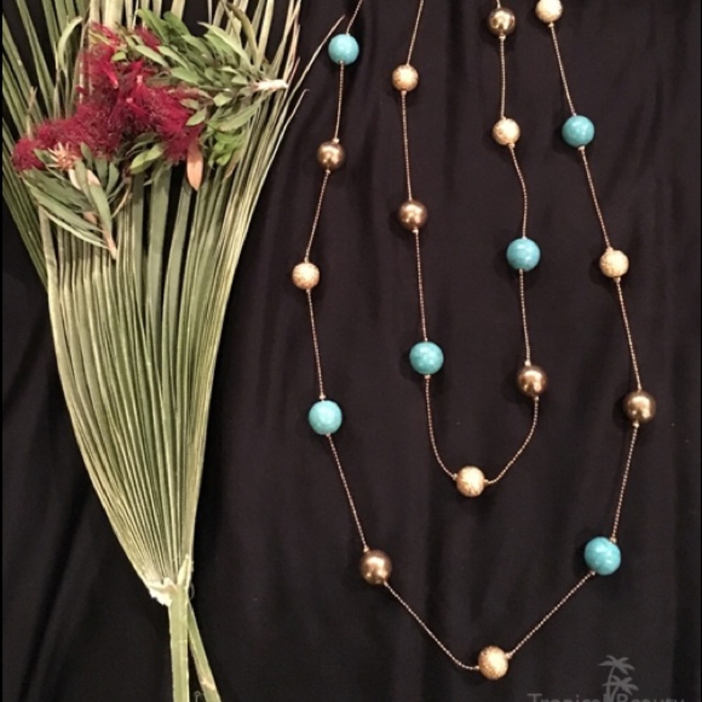 TURQUOISE & GOLDEN BALLS NECKLACE