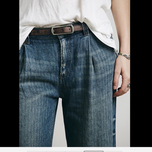 Free People Linen Blend Pattern Wideleg Jeans 27 - Picture 4 of 5