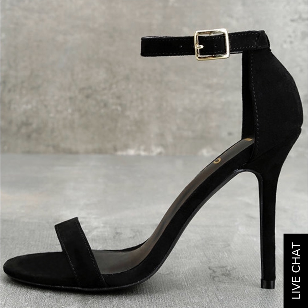 LULUS ELSI BLACK SINGLE STRAP HEELS
